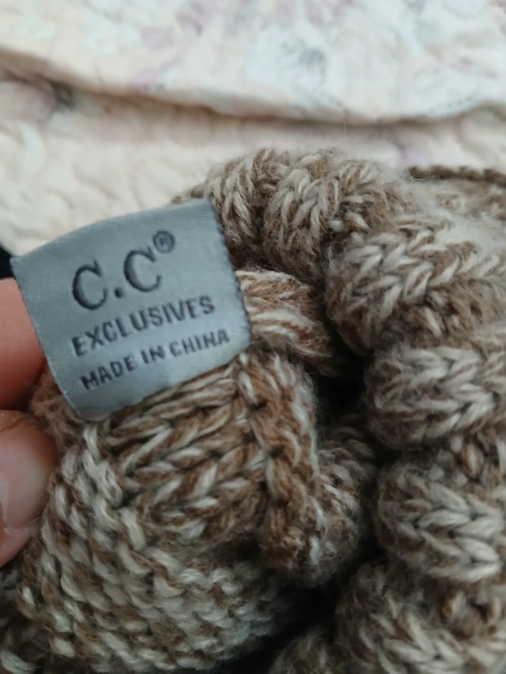 C.C Kids Knit Beanie Hat in Brown and Cream